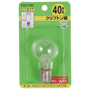 ヤザワ クリプトン球 E17口金 36W 省エネタイプ 1個入り P351736C ヤザワ クリプトン球 E17口金 36W 省エネタイプ 1個入り P351736C