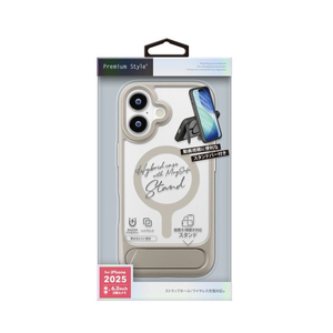 PGA iPhone 17用MagSafe スタンド付ハイブリットケース ベージュ PG-25AMH06BE-イメージ1