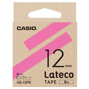 カシオ Lateco専用テープ(黒文字/12mm幅) ピンクテープ XB-12PK-イメージ1