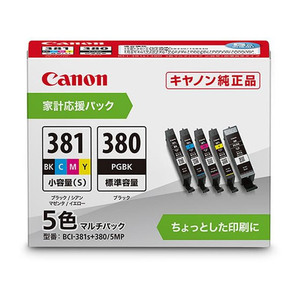 キヤノン インクカートリッジ BCI-381S+380／5MP マルチP5色 FCE106Y-BCI-381S+380/5M-イメージ1