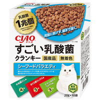 イナバショクヒン CIAO すごい乳酸菌クランキー シーフードバラエティ 20g×10袋入り ﾆﾕｳｻﾝｷﾝｸﾗﾝｷ-ｼ-ﾌ-ﾄﾞB200G