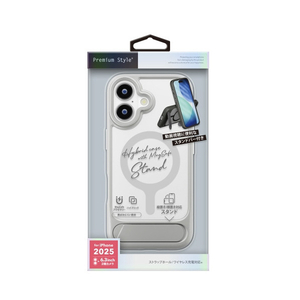 PGA iPhone 17用MagSafe スタンド付ハイブリットケース グレー PG-25AMH07GY-イメージ1