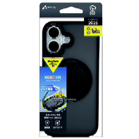 エアージェイ iPhone17用 MAGSAFE対応カチカチ回転リングスタンドクリアケース ブラック AC-P25-MRS BK