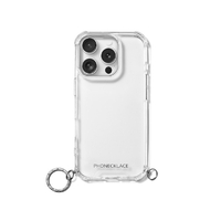 PHONECKLACE iPhone 16 Pro用ストラップ用リング付きクリアケース シルバーチャーム PN27173I16PR