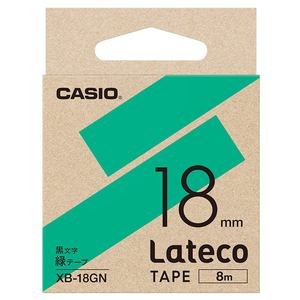 カシオ Lateco専用テープ(黒文字/18mm幅) 緑テープ XB-18GN カシオ Lateco専用テープ(黒文字/18mm幅) 緑テープ XB-18GN