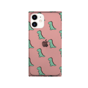AKAN iPhone 12 mini用ソフトスクエアケース ダイナソーパターン ピンク AK19174I12-イメージ1