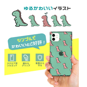 AKAN iPhone 12 mini用ソフトスクエアケース ダイナソーパターン ピンク AK19174I12-イメージ4