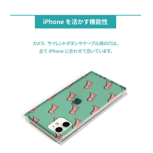 AKAN iPhone 12 mini用ソフトスクエアケース ダイナソーパターン ピンク AK19174I12-イメージ6