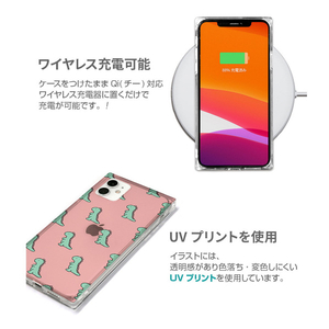 AKAN iPhone 12 mini用ソフトスクエアケース ダイナソーパターン ピンク AK19174I12-イメージ9