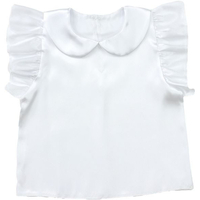 アーテック ソフトサテン 丸襟付フリフリシャツ 白 J FCE180V-19383