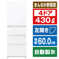 AQUA 【左開き】430L 4ドア冷蔵庫 Delie（デリエ） クリアウォームホワイト AQRVZ43PLW