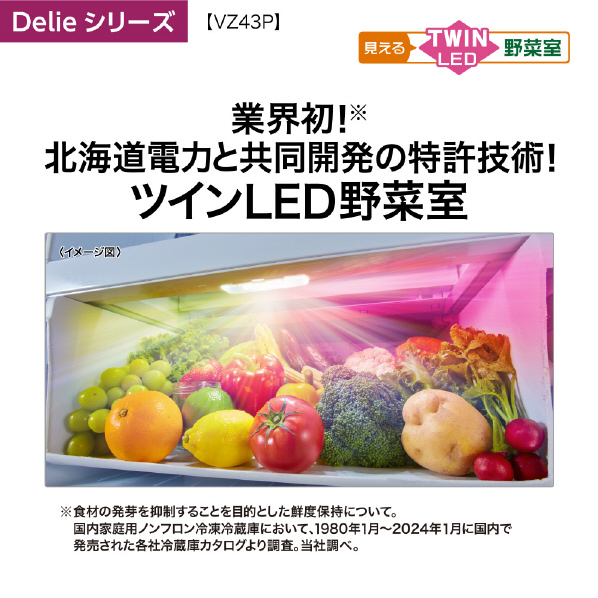 AQUA 【左開き】430L 4ドア冷蔵庫 Delie（デリエ） クリアウォームホワイト AQR-VZ43PL(W) 左開き 430L