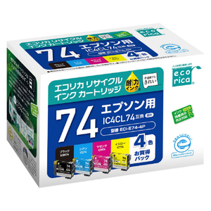 エコリカ リサイクルインクカートリッジ(4色パック) ECI-E74-4P エコリカ リサイクルインクカートリッジ(4色パック) ECI-E74-4P