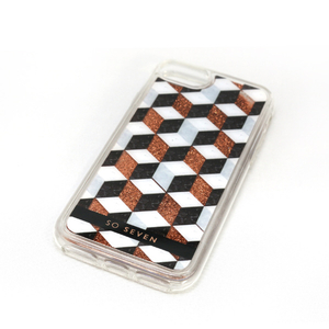 SOSEVEN iPhone SE(第3世代)/SE(第2世代)/8/7用ケース FASHION CUBIC GLITTER ピンクゴールド SS13174I8-イメージ6
