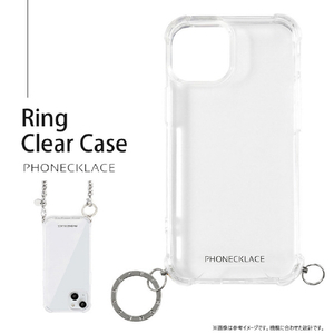 PHONECKLACE iPhone 16用ストラップ用リング付きクリアケース ゴールドチャーム PN27175I16-イメージ3
