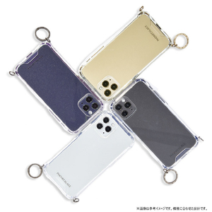 PHONECKLACE iPhone 16用ストラップ用リング付きクリアケース ゴールドチャーム PN27175I16-イメージ4