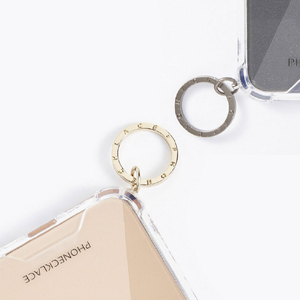 PHONECKLACE iPhone 16用ストラップ用リング付きクリアケース ゴールドチャーム PN27175I16-イメージ7