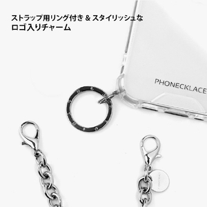 PHONECKLACE iPhone 16用ストラップ用リング付きクリアケース ゴールドチャーム PN27175I16-イメージ8