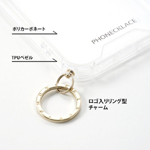PHONECKLACE iPhone 16用ストラップ用リング付きクリアケース ゴールドチャーム PN27175I16-イメージ9