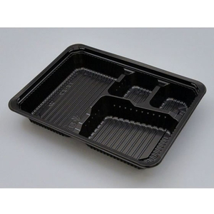 シーピー化成 弁当容器 新CZ-21 BS黒 本体 4仕切 耐熱 50枚 FCG371V-00529148-イメージ4