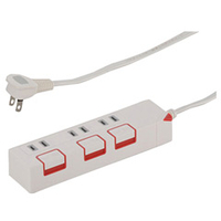 オーム電機 押しボタンスイッチ付き節電タップ(3個口・2．5m) HS-T1176W