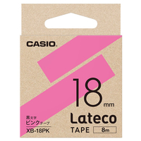 カシオ Lateco専用テープ(黒文字/18mm幅) ピンクテープ XB-18PK