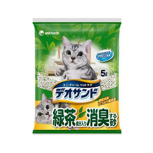 ユニ・チャームペットケア デオサンド 緑茶成分入り消臭する砂(5L) ｼﾖｳｼﾕｳｽﾙｽﾅ5L-イメージ1