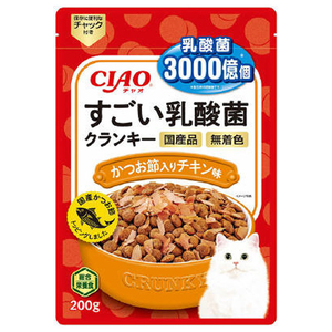 いなばペットフード CIAO すごい乳酸菌クランキー かつお節入り チキン味 200g ｽｺﾞｲﾆﾕｳｻﾝｷﾝCｶﾂｵﾁｷﾝ200G-イメージ1