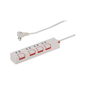 オーム電機 押しボタンスイッチ付き節電タップ(4個口・1．5m) HS-T1177W-イメージ1