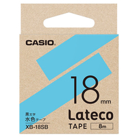 カシオ Lateco専用テープ(黒文字/18mm幅) 水色テープ XB-18SB