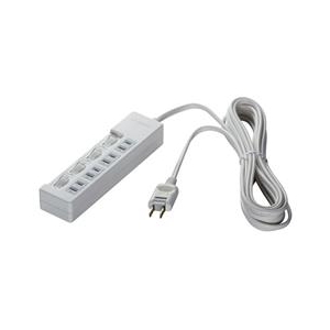 BUFFALO 2ピン式電源タップ 雷サージ防止/個別スイッチ付(4個口・2m) ホワイト BSTAPSW2420WH-イメージ1