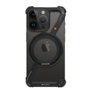 HACRAY iPhone 16 Pro用360 RingStandバンパー アルミ×ブラック HR27179I16PR-イメージ1