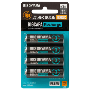 アイリスオーヤマ ビックキャパ リチャージ 単3形ニッケル水素電池 4本パック BCR-S3MH/4B アイリスオーヤマ ビックキャパ リチャージ 単3形ニッケル水素電池 4本パック BCR-S3MH/4B