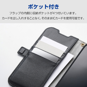 エレコム iPhone17用手帳型ケース 磁石付 耐衝撃 ハンドストラップ付 ブラック PM-A25APLFY4BK-イメージ5