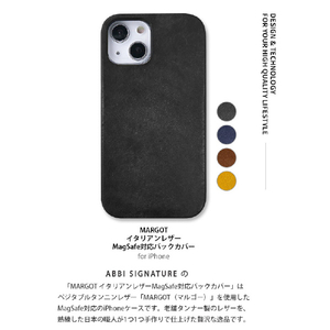 ABBI SIGNATURE iPhone 15 Pro用MARGOT イタリアンレザー MagSafe対応バックカバー ブラウン ABS26180I15PR-イメージ3