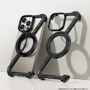 HACRAY iPhone 16 Pro Max用360 RingStandバンパー アルミ×ブラック HR27180I16PM-イメージ7