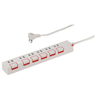 オーム電機 押しボタンスイッチ付き節電タップ(6個口・2．5m) HS-T1180W