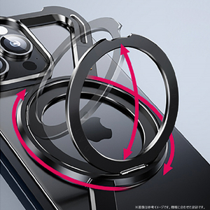 HACRAY iPhone 16用360 RingStandバンパー アルミ×シルバー HR27181I16-イメージ3
