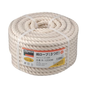 トラスコ中山 綿ロープ 3つ打 線径12mm×長さ30m FC663HY-5113288-イメージ1