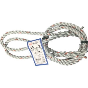 ユタカメイク 台付ロープ PE&PP混紡ロープ 12mm×2m グレー122 FC009FY-8552741-イメージ1