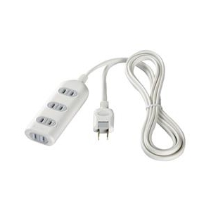 BUFFALO 2ピン式電源タップ シャッター付(4個口・2m) ホワイト BSTAPSH2420WH-イメージ1