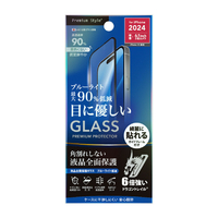 PGA iPhone 16/15用液晶全面保護ガラス 角割れ防止PETフレーム Dragontrail ブルーライトカット 高透明 PG-24AGLF02BL