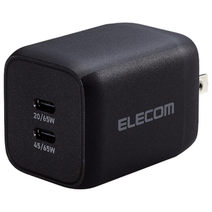 エレコム USB Power Delivery 65W キューブAC充電器(C×2) ブラック MPA-ACCP4365BK-イメージ1