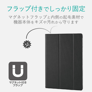 エレコム 9．7インチiPad 2017年/2018年モデル用フラップカバー/背面クリア/ソフトレザーフラップ/2アングル ブラック TB-A18RWVBK-イメージ4