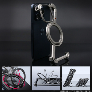HACRAY iPhone 16 Pro Max用360 RingStandバンパー アルミ×シルバー HR27183I16PM-イメージ2