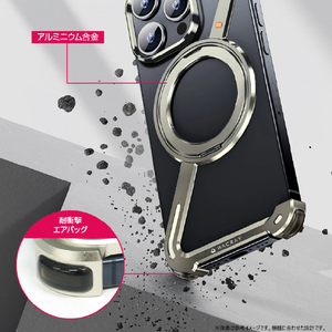 HACRAY iPhone 16 Pro Max用360 RingStandバンパー アルミ×シルバー HR27183I16PM-イメージ8