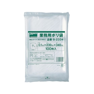 トラスコ中山 TRUSCO 厚手ポリ袋 縦340×横230×t0.1 透明 (100枚入) FC714GL-3539661-イメージ1
