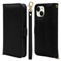 ラスタバナナ iPhone 15/14/13用手帳型ケース＋ハンドストラップ カード3枚 ブラック 7582IP361BO