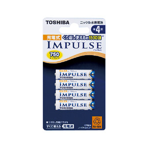 東芝 単4形充電式ニッケル水素電池 4本入 IMPULSE TNH-4A4P-イメージ1