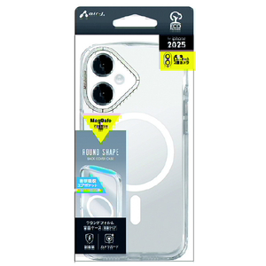 エアージェイ iPhone17用 MAGSAFE対応ラウンドフォルムクリアケース ホワイト AC-P25-RMR WH-イメージ1